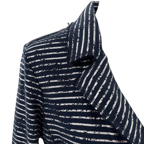 Elliott Lauren Black & Silver Striped Knit Button Front Blazer Jacket Women Sz S - Picture 6 of 11